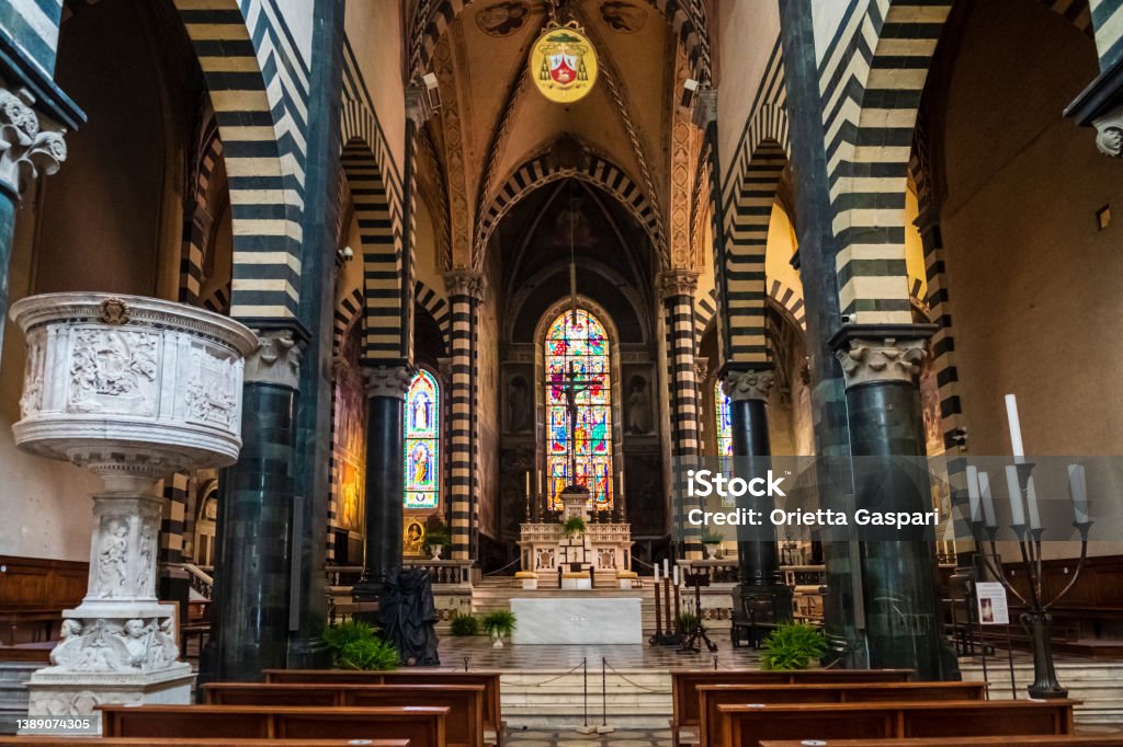Cathedral of Prato - Tuscany Interior of the Cathedral of Santo Stefano in Prato Altar Stock Photo