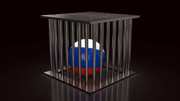 istock Russia ball in cage for sanction concept 3d rendering 1389076853