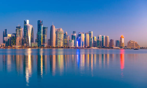 istock The Downtown Doha City Corniche Skyline at Twilight, Qatar 1389078010