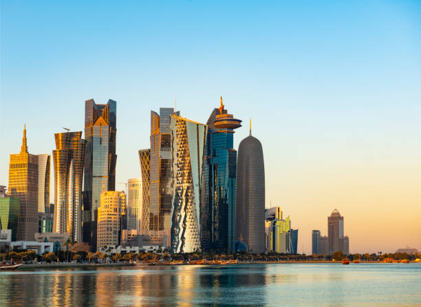 istock The Downtown Doha City Corniche Skyline at Twilight, Qatar 1389078068