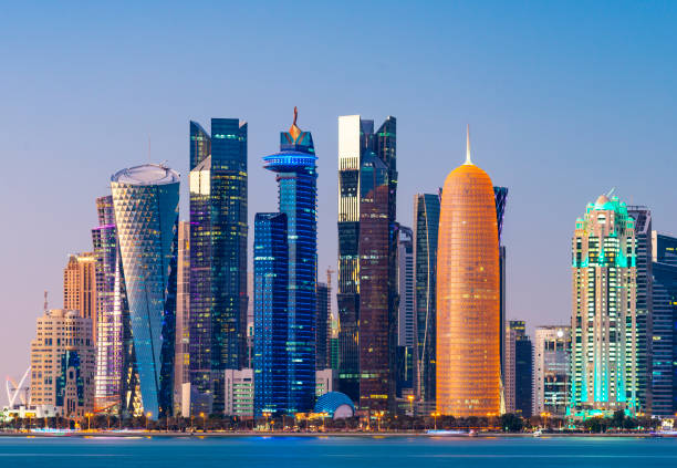 istock The Downtown Doha City Corniche Skyline at Twilight, Qatar 1389078137