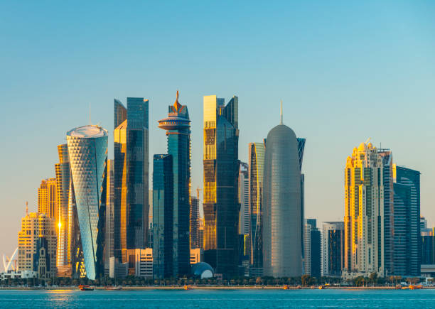 istock The Downtown Doha City Corniche Skyline at Twilight, Qatar 1389078152