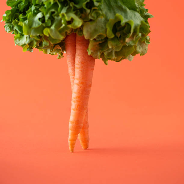 istock Creative photos of carrots on an orange background 1389081047