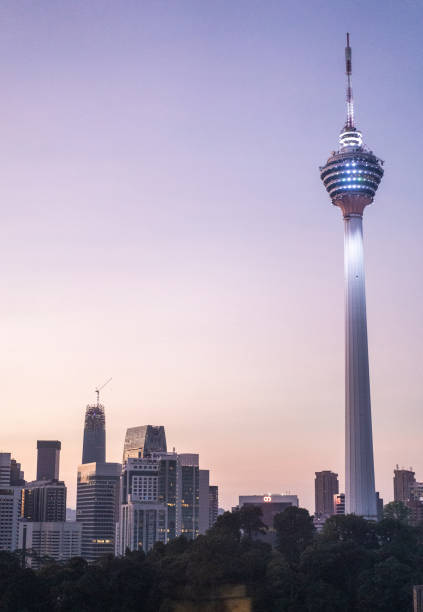 Kuala Lumpur skyline with KL Tower, Malaysia at sun rise, dawn.
