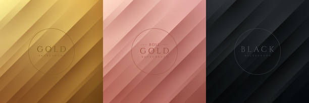 ilustrações de stock, clip art, desenhos animados e ícones de set of gold, black and pink gold abstract background with dynamic diagonal stripes lines and shadow. luxury and elegant concept. modern and simple template banner collection design. eps10 vector - backgrounds pink luxury dark