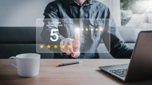 istock Customer review satisfaction feedback survey concept, User give rating to service experience on online application, Customer can evaluate quality of service leading to reputation ranking of business. 1389088207