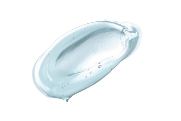 Cosmetic cream transparent or alcohol gel serum texture with micro bubble on white background with clipping path. beauty and skincare concept