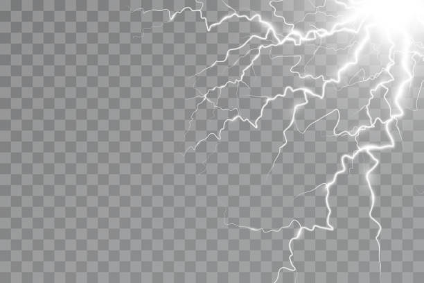 93 Lightning effect, thunderstorm, light effect. Electricity. military attack stock illustrations