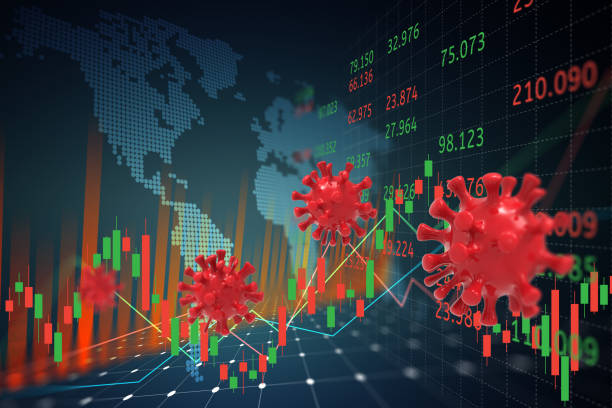 istock covid19 with map world representing the global network line wire frame data business and stock market or forex trading graph concept banner with red light on blue background 3d illustration 1389093479
