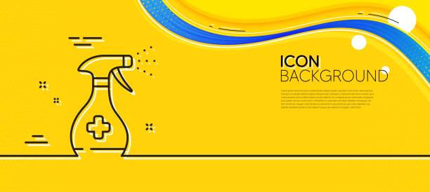 istock Medical cleaning line icon. Antiseptic spray sign. Minimal line yellow banner. Vector 1389094603