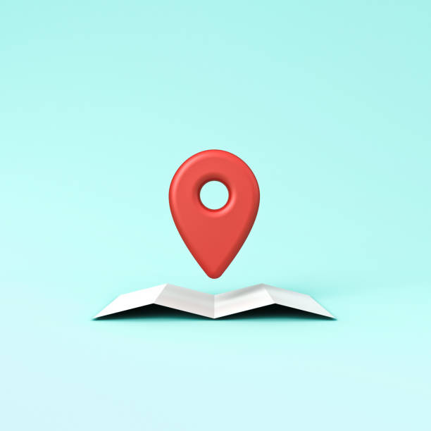 istock Location map pin concept isolated on light green blue pastel color background with shadow 3D rendering 1389100410