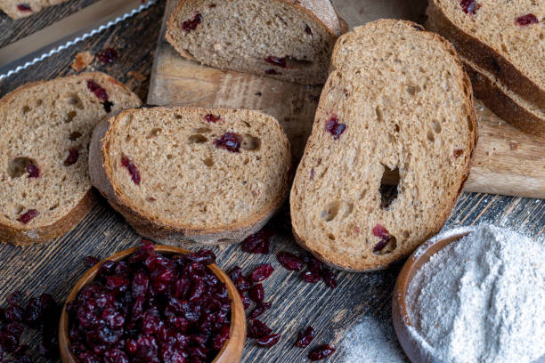 istock fresh cut bread made of flour and dried cranberries 1389105563