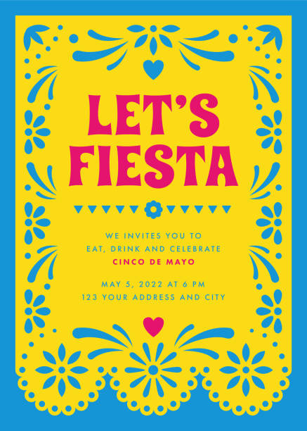 cinco de mayo party. party invitation with floral and decorative elements. - meksika kültürü stock illustrations