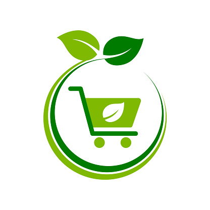Healthy food concept. Environmental friendly store. Vegetarian or vegan nutrition. Sustainable living. Vector illustration, flat, clip art.