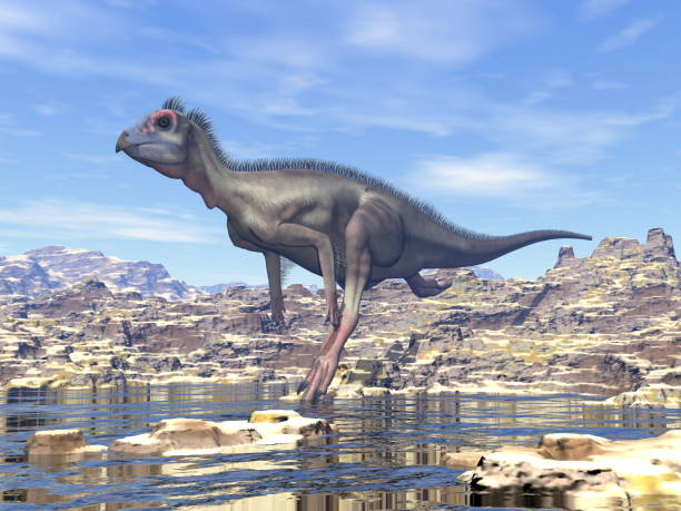 istock Hypsilophodon dinosaur in the desert - 3D render 1389116383