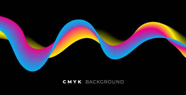 bildbanksillustrationer, clip art samt tecknat material och ikoner med wave in cmyk colors background - cmyk