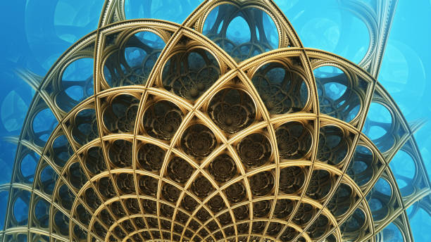 istock Abstract background, fantastic 3D gold structures, technology remains of an ancient civilization 1389120947