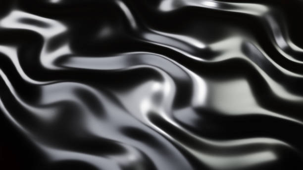 istock Black metal texture with waves, liquid dark metallic 1389120975