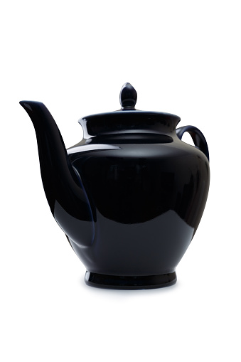 Chinese Ru ware Tea cup and Teapot on Black Background