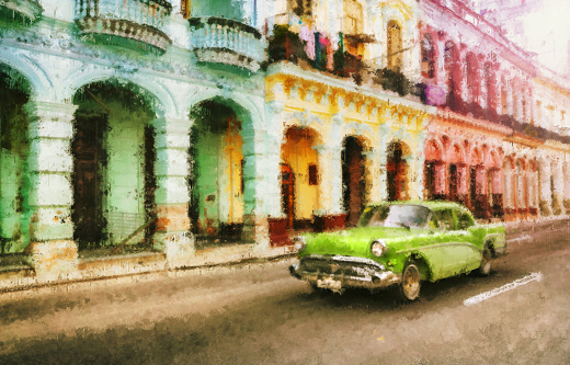 Vintage classic american oldtimer car in Havana Cuba