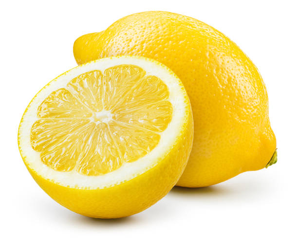 istock Lemon fruit with half isolated. Whole lemon and a half on white background. Lemons isolated. With clipping path. Full depth of field. 1389128158