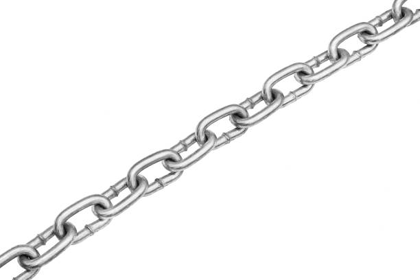Metal chain isolated on white background. Metal steel chains for industrial use. Metal chain isolated on white background. Metal steel chains for industrial use. Diagonal line. chain object stock pictures, royalty-free photos & images