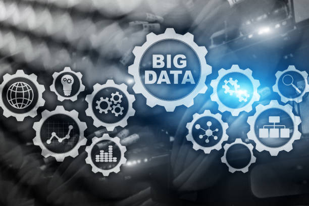 istock Big Data Concept of hi tech and innovation in business and production. Virtual screen on data center server background 1389129592