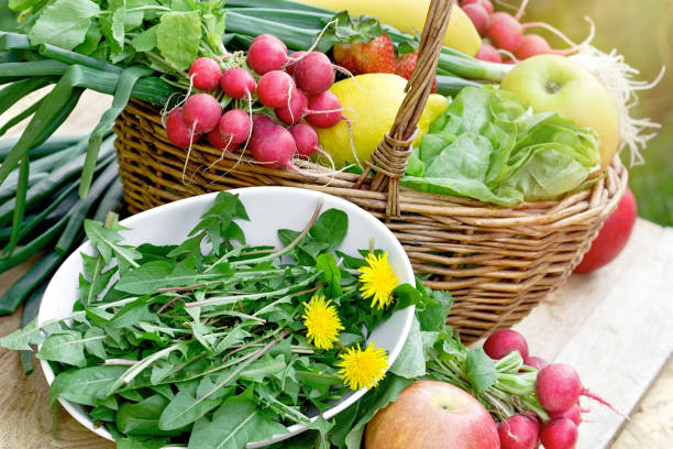 Healthy organic food in spring for your immunity, fruit and vegetable on table