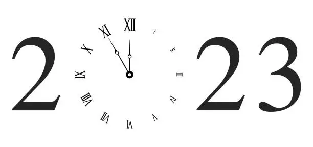 Vector illustration of New Year 2023, Wall clock vector