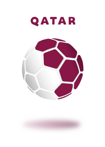 stockillustraties, clipart, cartoons en iconen met qatar soccer ball on white background - qatar football