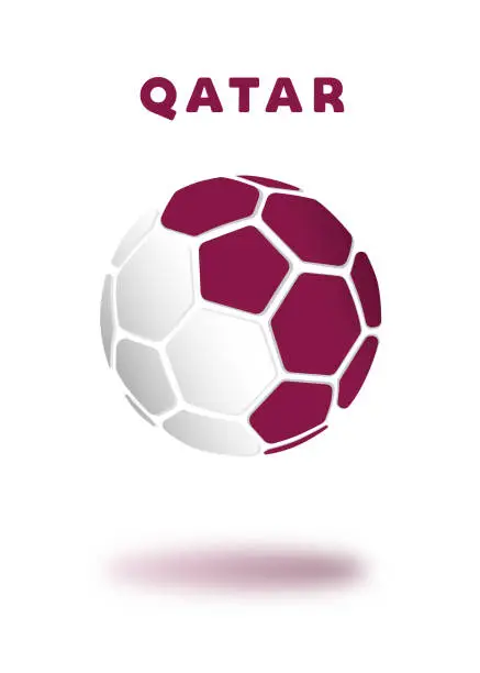 Vector illustration of Qatar soccer ball on white background