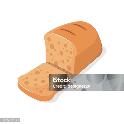 istock Slice of Bread Icon Flat Design. 1389137141