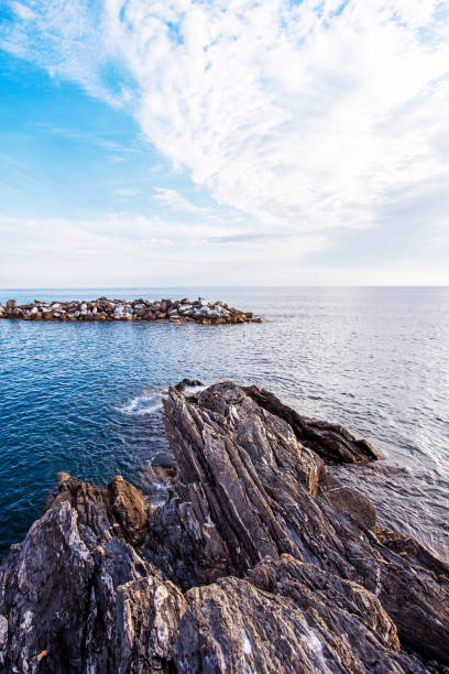 Beautiful magic landscape with stones among sea