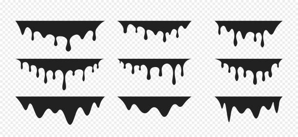 Paint dripping set. Dripping ink. Black liquid drops. Melting paint. Vector EPS 10 Paint dripping set. Dripping ink. Black liquid drops. Melting paint. Vector EPS 10 blood drop stock illustrations