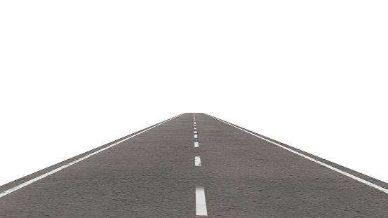 Two-way lane road on a white background,Straight Road to Location Infographic Template,3d rendering
