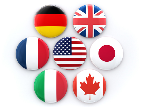 Group of Seven (G7) is forum for the governments of seven of the world's largest economies. Digitally Generated Image isolated on white background