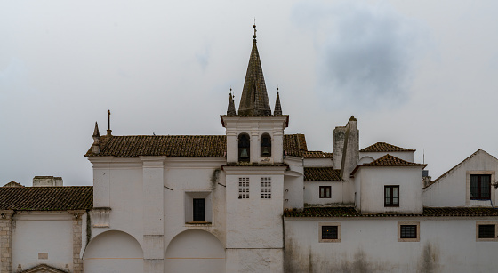 Vila Vicosa, Portugal - 25 March, 2022: view of the convent and church of Chagas under an overcast sky