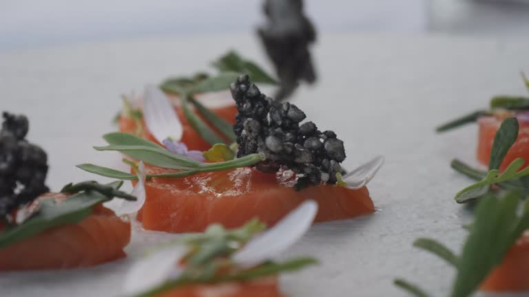Food preparation in a fine dining restaurant kitchen