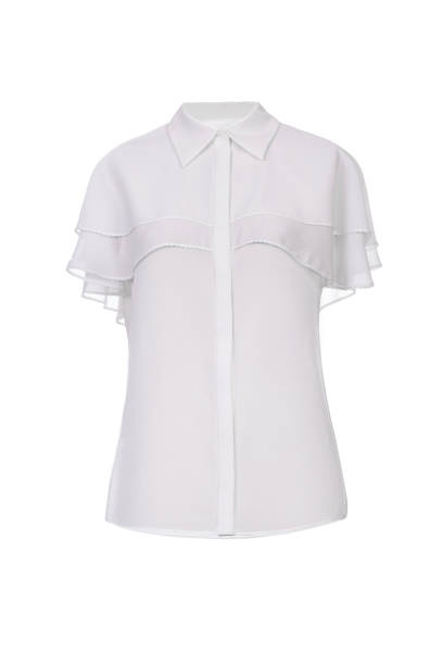 istock Women's white silk blouse on a white background. 1389148799