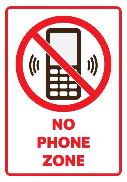 NO PHONE ZONE. Cell telephone warning stop sign icon. Push button phone turn off. Vector vector art illustration