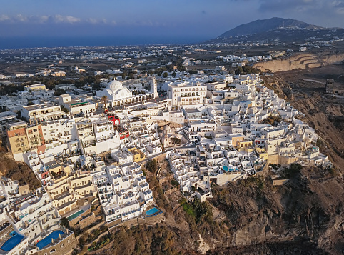 Aerial panorama of Fira town, Santorini
