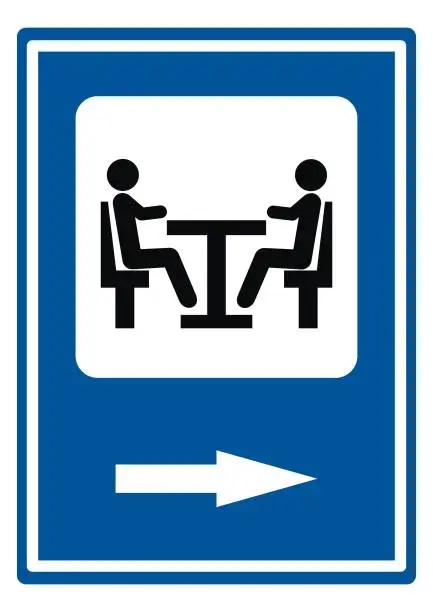 Vector illustration of resting place for motorists, road sign, vector illustration