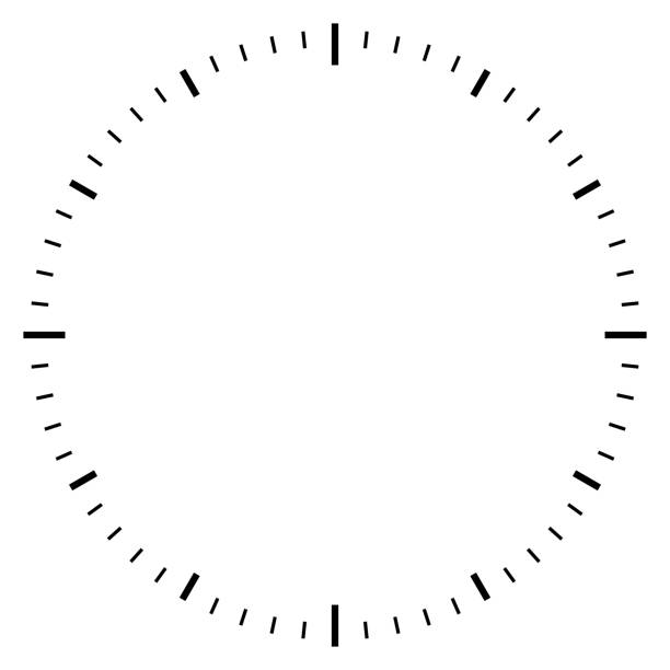 pusta ilustracja wektorowa tarczy zegara, szablon skali zegarka - clock clock face blank isolated stock illustrations