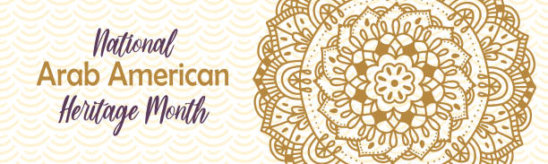 National Arab American Heritage month. Vector background, round mandala, tradition eastern oriental ornament. NAAHM horizontal banner template National Arab American Heritage month. Vector background, round mandala, tradition eastern oriental ornament. NAAHM horizontal banner template. arab culture stock illustrations