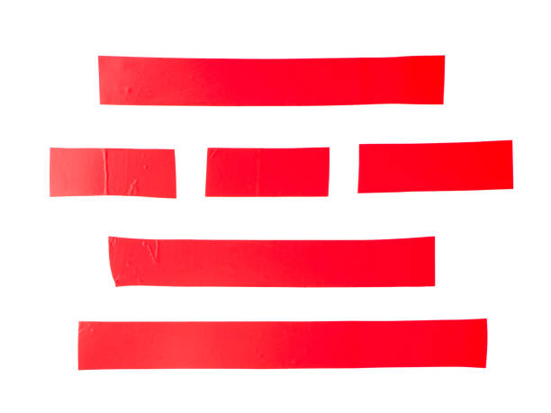 istock Set of Red tapes on white background. Torn horizontal and different size Red sticky tape. Adhesive pieces 1389167922
