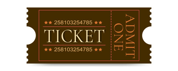 illustrazioni stock, clip art, cartoni animati e icone di tendenza di biglietto cartaceo vintage old vector con numero - ticket raffle ticket ticket stub movie ticket