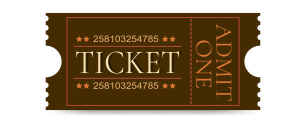 ilustrações de stock, clip art, desenhos animados e ícones de old vector vintage paper ticket with number - ticket raffle ticket ticket stub movie ticket