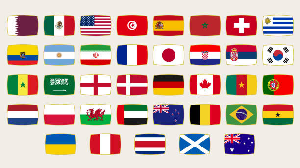 satz von nationalflaggen. vektorillustration. - argentina qatar stock-grafiken, -clipart, -cartoons und -symbole
