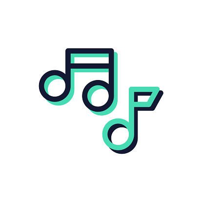 Vector illustration of music note line icon background.