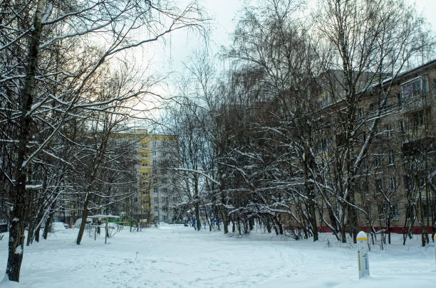 istock snow-covered yard in a residential area 1389175949